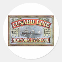 Cunard Line New York Liverpool Poster Round Stickers