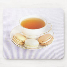 Cup of tea and macaroons mouse pad