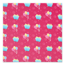 Cupcake and Balloons Pattern Photo