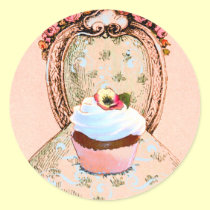 Cupcake and Chair Vintage Style Design Stickers stickers