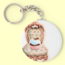 Cupcake and Chair Vintage Style Keychain keychains
