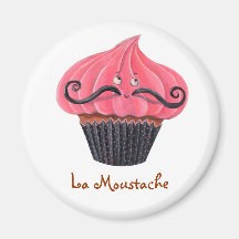 Cupcake and La Moustache Fridge Magnet