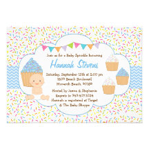Cupcake Baby Sprinkle Shower Invitation Blue Boy