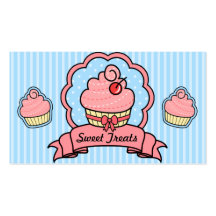 Cupcake Bakery Pink Sweets Business Card Cute