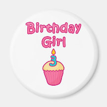 Cupcake Birthday Girl 3 Magnet