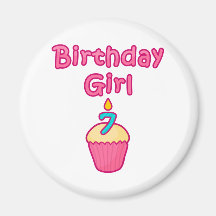Cupcake Birthday Girl 7 Fridge Magnets