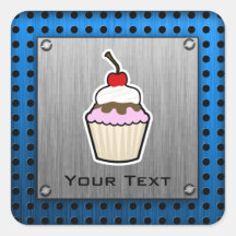 Cupcake; Brushed metal-look Sticker