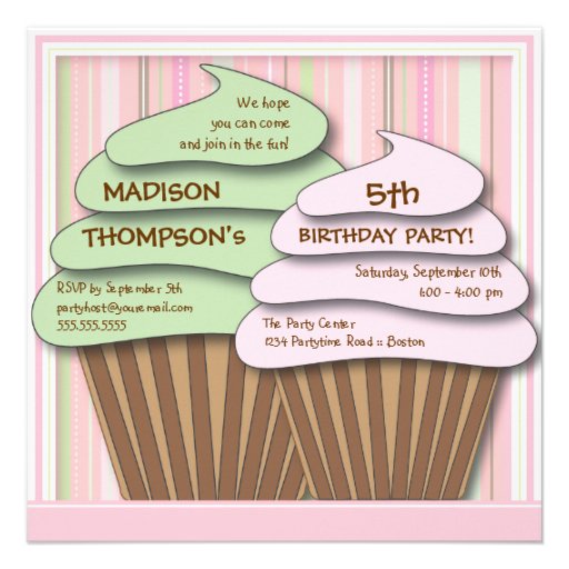 Cupcake Celebration Birthday Party Invitation