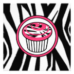 Cupcake Fashion Invitation - Zebra Print / Pink