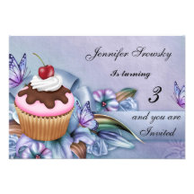 Cupcake Girls Birthday Party Custom Invites