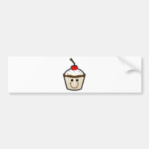 Cupcake Smile Face Bumper Stickers