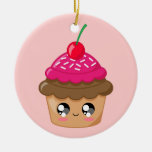 Cupcake with Cherry and Sprinkles Christmas Ornament