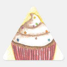 Cupcake with Star Sprinkles Triangle Stickers