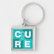 CURE Interstitial Cystitis Distressed Cube Key Chains