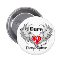 Cure Throat Cancer Heart Tattoo Wings Button