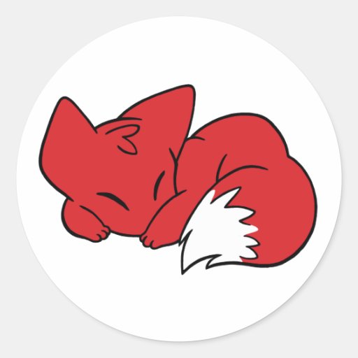 Curled Sleeping Fox Round Sticker