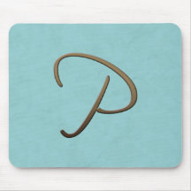 cursive monogram - P Mouse Pads