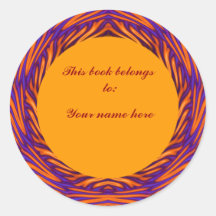 Curvy Orange Circle Bookplate Sticker