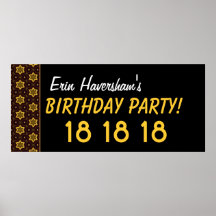 Custom 18th Birthday or Any Year Gold Stars Poster
