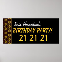 Custom 21st Birthday or Any Year Gold Stars Posters
