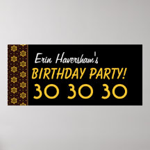 Custom 30th Birthday or Any Year Gold Stars Print