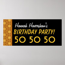 Custom 50th Birthday or Any Year Gold and Black B8 Posters