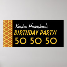 Custom 50th Birthday or Any Year Gold and Black C5 Posters