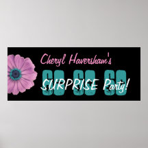 Custom 60th Surprise Birthday Party Pink Daisy Print