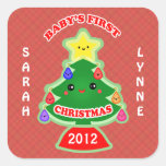 Custom Baby's First Christmas Kawaii Gift Stickers