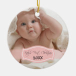 Custom Baby's First Christmas Ornament (pink)