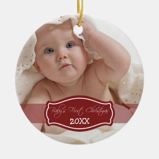 Custom Baby's First Christmas Ornament (red)