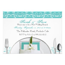 Custom Blue Flourish Post Wedding Brunch Invites