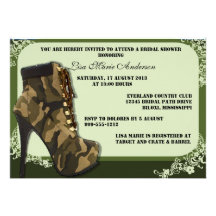 Custom Camouflage Military Bridal Shower Invites
