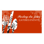 custom color fancy eating utensils chef catering business cards