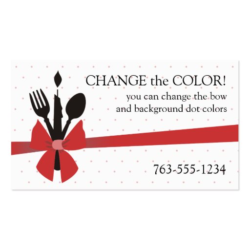 custom colour fork spoon candle bow dining business cards