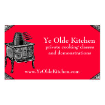 Custom colour vintage stove oven pans cooking chef business cards