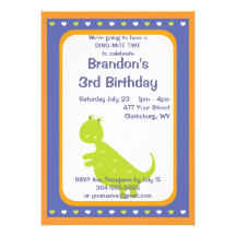 Custom Dinosaur Birthday Party Personalised Invitations