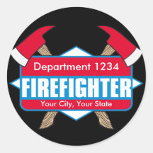 Custom Firefighter with Axes Round Sticker