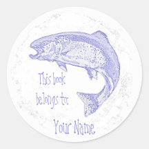 Custom Fish- Book Plate Round Stickers