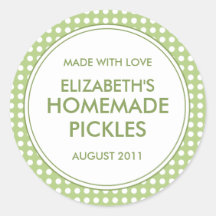 Custom Green Polka Dot Canning Stickers / Labels