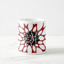 Custom Monogram Initial White Flower on Red Coffee Mug