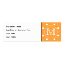 Custom Monogram. Orange and White Polka Dot. Business Card Templates