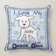 Custom Name Bichon Frise Dog MoJo Throw Pillow