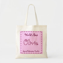 CUSTOM NAME World's Best SPECIAL EDUCATION Teacher Tote Bag