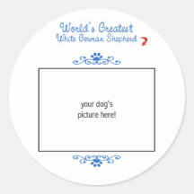 Custom Photo Worlds Greatest White German Shepherd Round Stickers