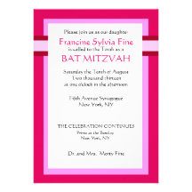 Custom Pink Bat Mitzvah Invitations