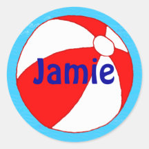 Custom Red Beach Ball Sticker