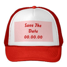 Custom, Save The Date. Red and Pink Mesh Hat
