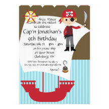 Custom Savvy Pirate Birthday Party Invitations