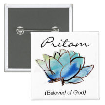 Custom Spiritual Name Pin: Sat Nam. Blue Lotus Des